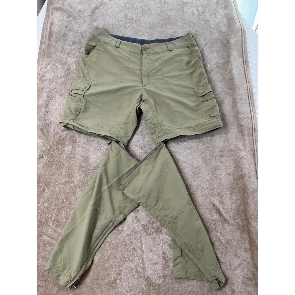 Cabelas Convertible Hiking Cargo Pants Men's 38x30 Green Zip Off Shorts GOOD